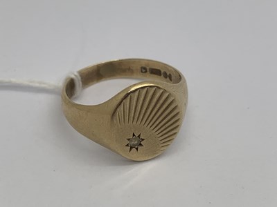 Lot 100 - A 9ct Gold Stone Set Signet Ring, of reeded...