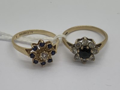 Lot 143 - Two 9ct Gold Stone Set Floral Cluster Rings,...