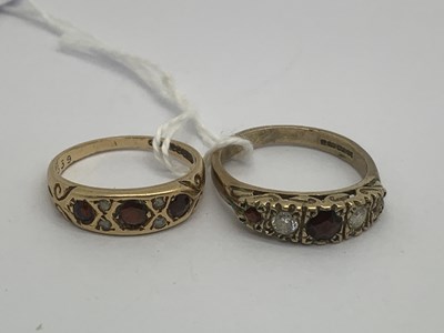 Lot 109 - Two 9ct Gold Stone Set Rings, the rubover set...