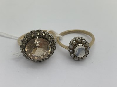 Lot 112 - A Seed Pearl and Moonstone Cabochon Set...