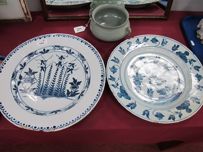 Lot 1341 - XVIII Century Tin Glaze Blue and White Charger,...