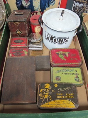 Lot 1013 - Enamelled Flour Tin, Crawford's, Thorne's,...