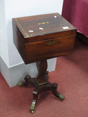 Lot 1641 - XIX Century Rosewood Teapoy, with inlaid brass...