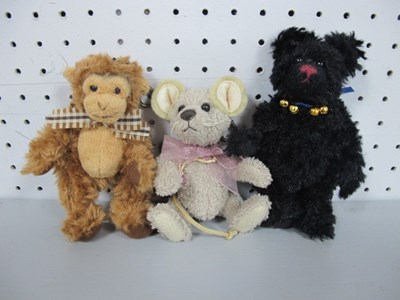 Lot 332 - Three Charlie Bears Plush Bear Keyrings / Bag...