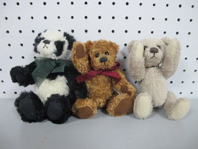 Lot 321 - Three Charlie Bears Plush Bear Keyrings / Bag...