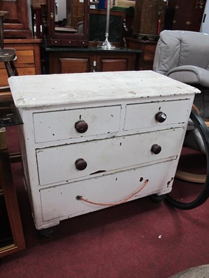 Lot 1591 - XIX Century White Painted Pine Chest of Two...