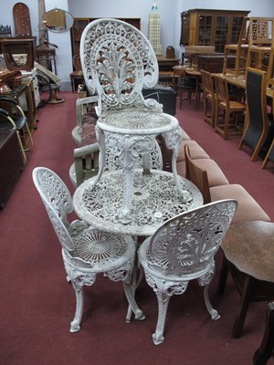 Lot 1601 - White Painted Metal Circular Patio Table and...