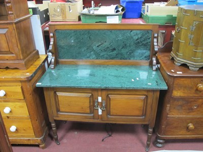 Lot 1565 - Edwardian Walnut Washstand with Green Marble...