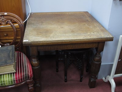 Lot 1633 - 1920s Oak Drawer Leaf Table, on cup and cover...