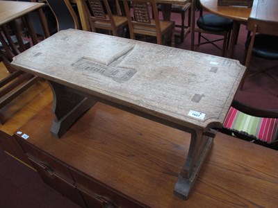 Lot 1627 - Oak Stool with Carving of Chesterfield Crooked...