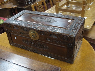 Lot 1608 - Small Camphor Wood Chest, carved with dragons...