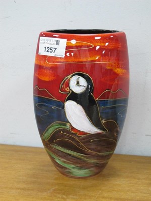 Lot 1257 - Anita Harris 'Puffin' Oval Vase, gold signed,...