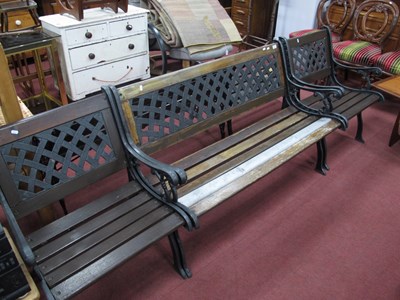 Lot 1604 - Cast Iron Framed Garden Bench, with lattice...