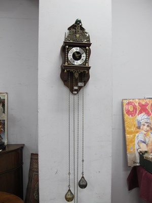 Lot 1369 - Dutch Wall Clock, with twin pear shaped...