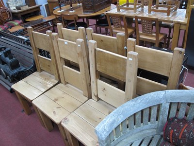 Lot 1597 - Set of Six Pine Dining Chairs, each with...