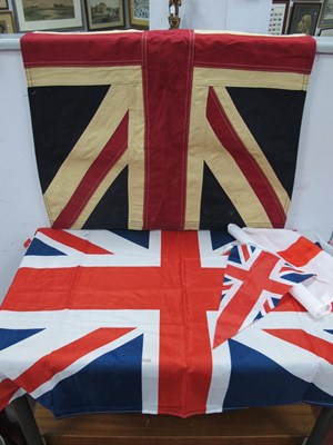 Lot 1419 - Union Jack Linen Flag, 59 x 94cm, three late...