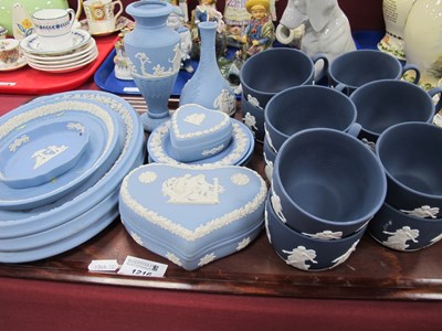 Lot 1216 - Wedgwood Jasper Ware, twelve dark blue tea...