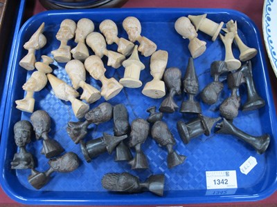 Lot 1342 - Carved Wooden Chess Set As African Tribal...