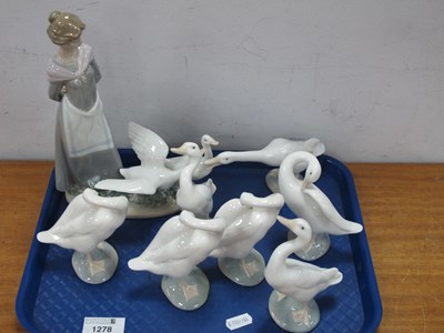 Lot 1278 - Lladro Lady and Gees Group, 24cm high and...