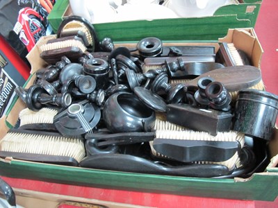 Lot 1014 - Ebony Dressing Table Ware, including hair...