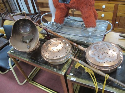 Lot 1590 - XIX Century Copper Warming Pan with pierced...