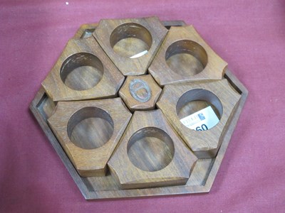 Lot 1360 - Acorn Man Hardwood Six Piece Napkin Set, in...