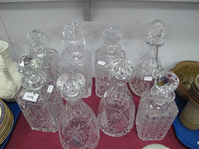 Lot 1170 - Pair of Cut Glass Spirit Decanters, with...