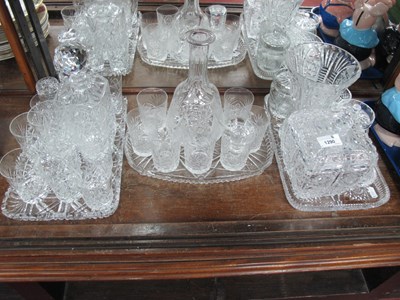 Lot 1290 - Cut Glass Biscuit Barrel, decanter tumblers,...