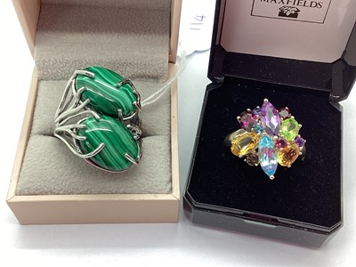 Lot 192 - An Oversized Malachite Set Dress Ring, the...