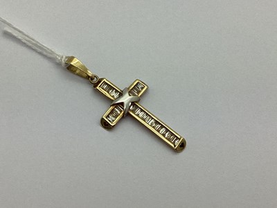 Lot 161 - A 9ct Gold Cross Pendant, channel set...