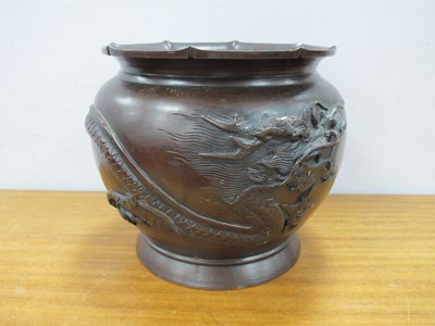 Lot 1343 - Japanese patinated Bronze Jardiniere, Meiji...