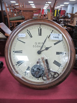 Lot 1446 - Circular Wall Clock, circa mid XX Century, GWR...