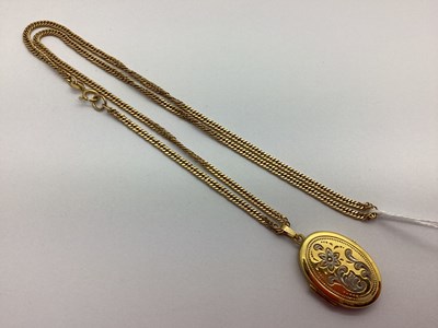 Lot 187 - A 9ct Gold Oval Locket Pendant, two-tone...