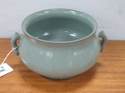 Lot 1340 - XX Century Chinese Celadon Crackle Glazed Twin...