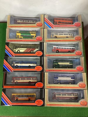 Lot 618 - Twelve 1:76th Scale Diecast Model Buses by EFE...