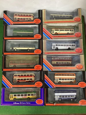 Lot 629 - Twelve 1:76th Scale Diecast Model Buses by EFE...