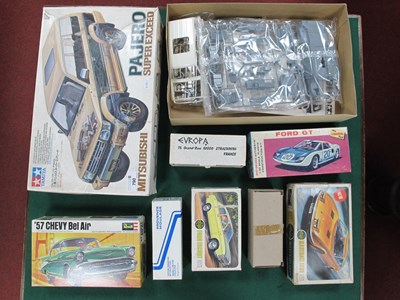 Lot 790 - Eight Plastic, Resin Model Car Kits by Tamiya,...