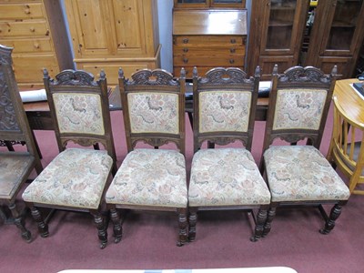 Lot 1522 - A set of four late, 19th century, oak dining...