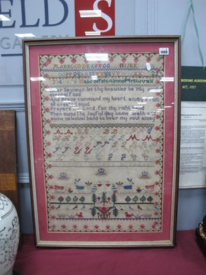 Lot 1400 - XIX Century Sampler, hand stitched by Harriet...