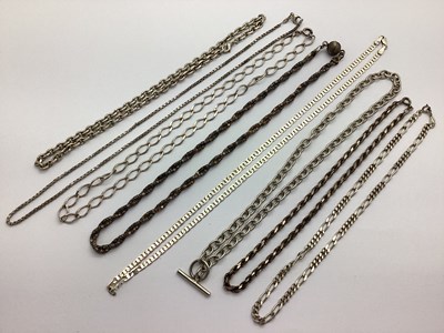 Lot 218 - A Small Collection of Hallmarked Silver Chains,...