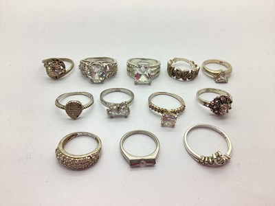 Lot 73 - Nine Modern Stone Set Rings, to include CZ...