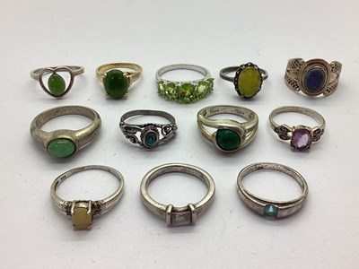 Lot 74 - Ten Modern Stone Set Rings, to include five...