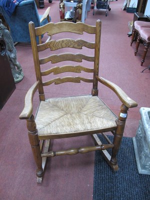 Lot 1595 - XIX Century Style Ash-Elm Ladder Back Rocking...