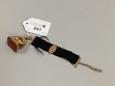 Lot 241 - An Antique Gold Plated and Carnelian Seal Fob,...