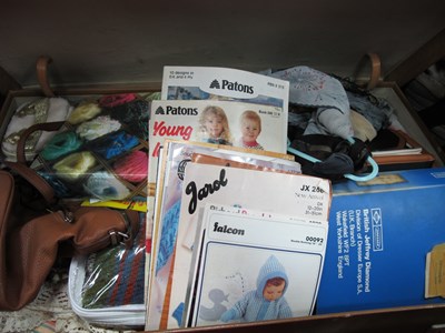 Lot 1095 - Vintage Knitting Patterns, handbags, table...