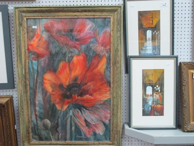 Lot 1515 - Marianne Cox, 'Poppies' watercolour, signed,...