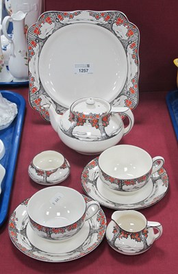 Lot 1257 - Crown Ducal Orange Tree Tea for Two Set.