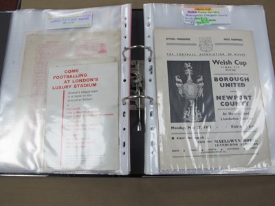 Lot 623 - Welsh Cup Final Programmes, 1961, 62 plus...