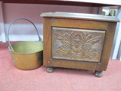 Lot 1508 - XIX Century Brass Jam Pan, with iron fall...