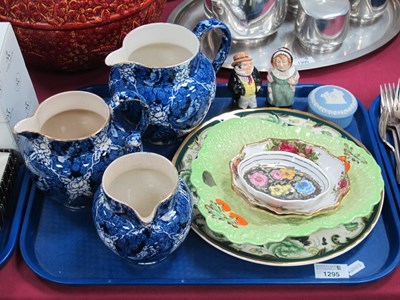 Lot 1295 - Set of Three Blue & White Pottery Jugs,...